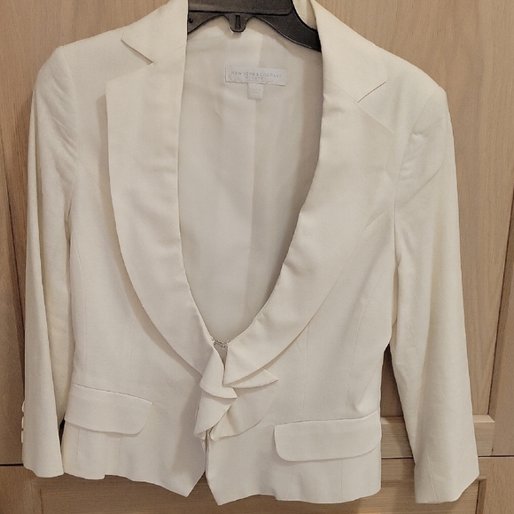 New York & Company Jackets & Blazers - New York & Company Cream Ruffle Suit Jacket